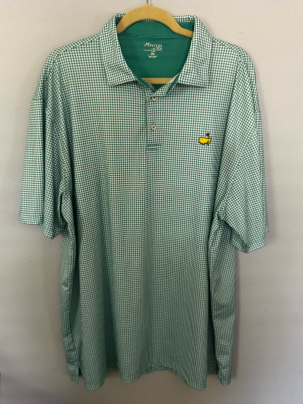 Masters Tech Augusta National Masters Golf Polo Shirt Green Gingham XXL